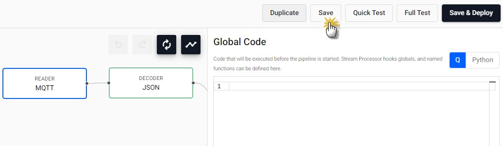 Duplicate the MQTT import pipeline from the pipeline template menu.