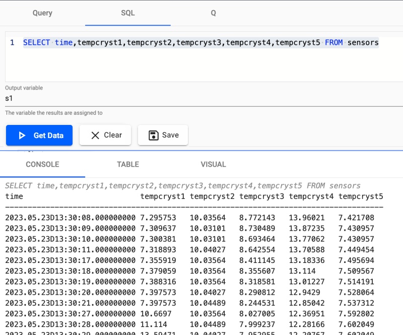 A SQL query using the filter table