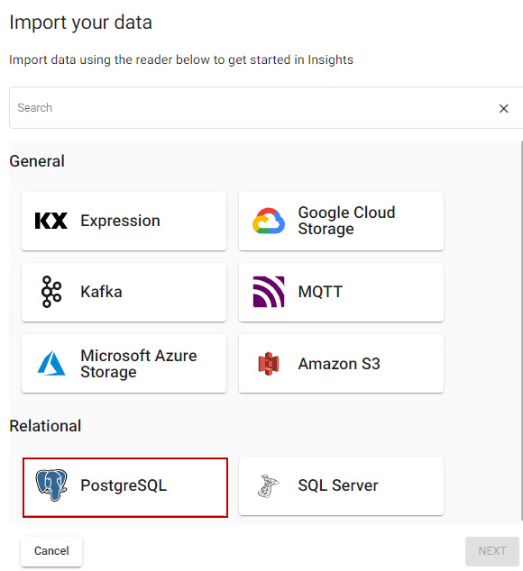 Select PostgreSQL from relational readers.