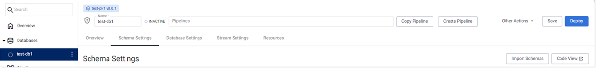 Deloy from Database screen