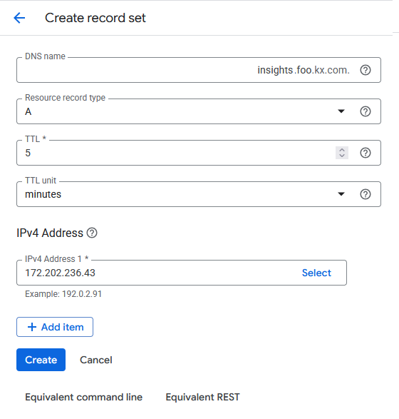Google Cloud DNS Record Example