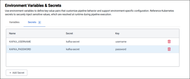 Environment variables and secrets