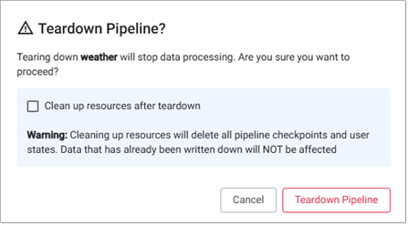 Teardown pipeline