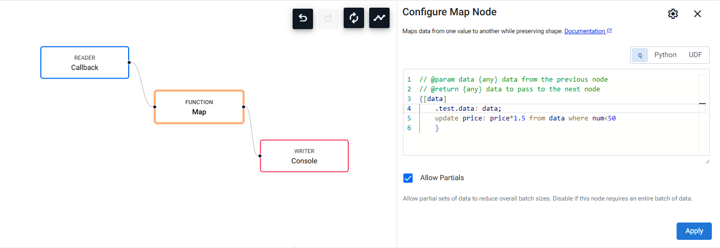Map node with debug code added