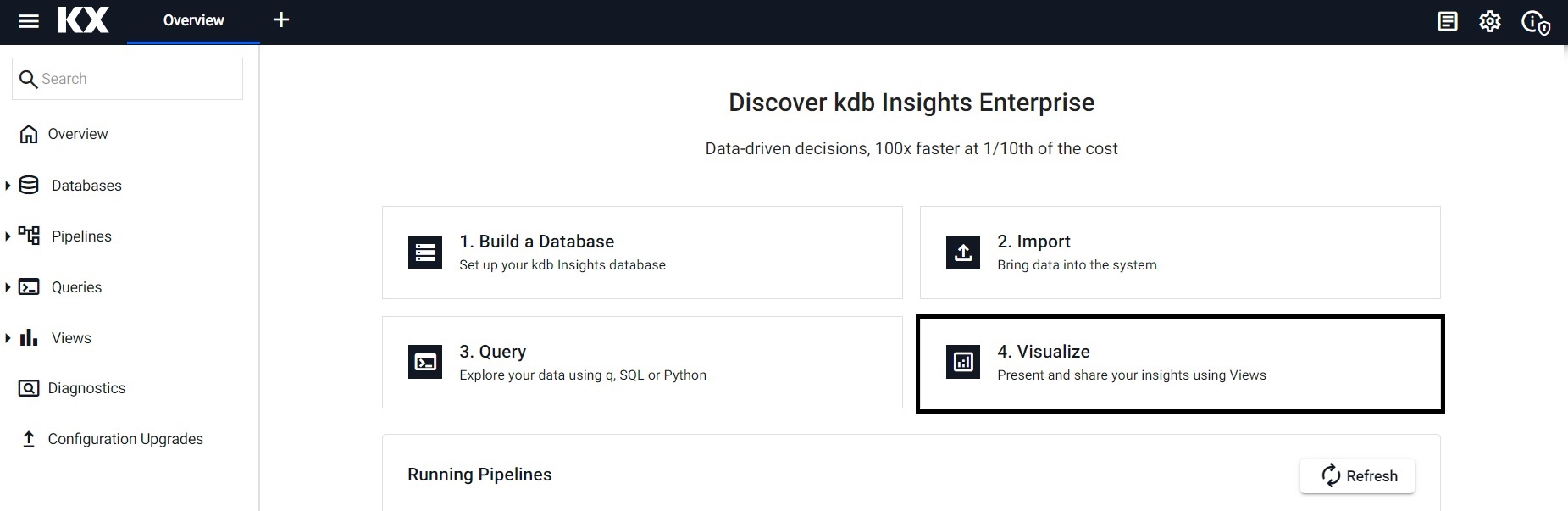 Create a view from Visualize of "Discover kdb Insights Enterprise".