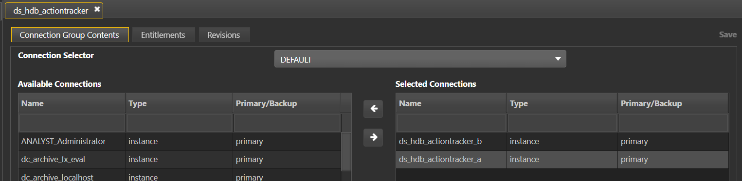 Default connection group