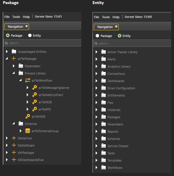 Package vs. Entity View