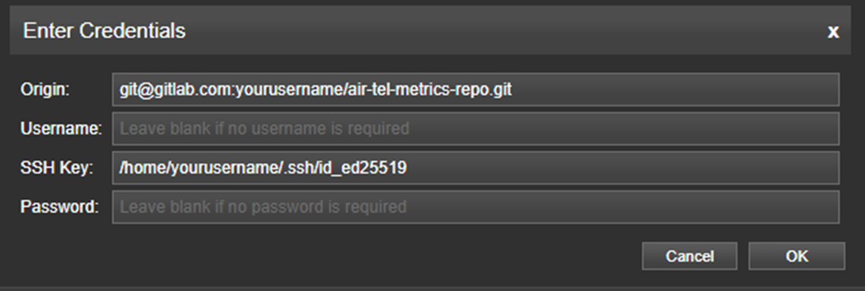Enter credential for the cloned repo