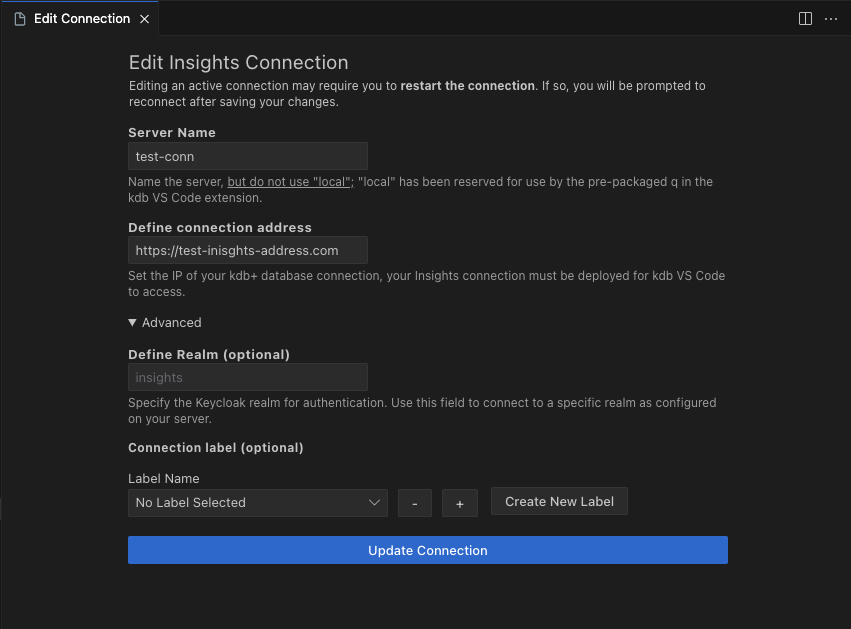 Edit Insights connection