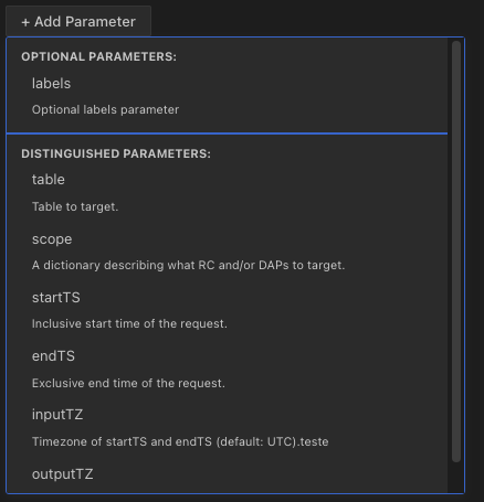 Add parameters to call UDAs