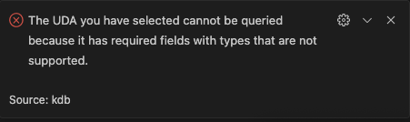 Pop-up message UDAs include invalid parameter