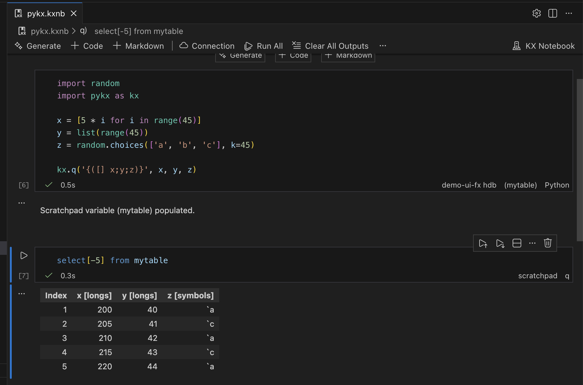 Variable assignment example